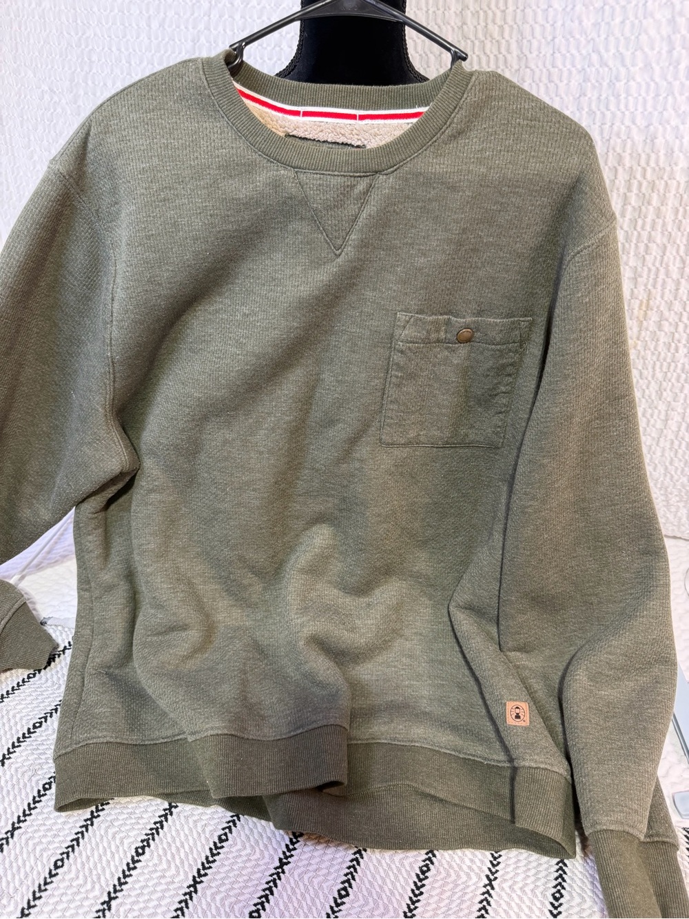 Coleman Olive Green Men's Crewneck Sweatshirt with Chest Pocket